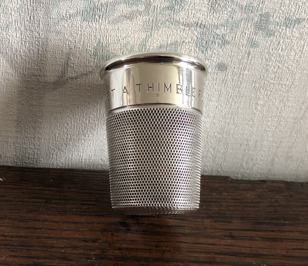 Charles Horner Novelty Silver Thimble Whisky Tot Glass c1952