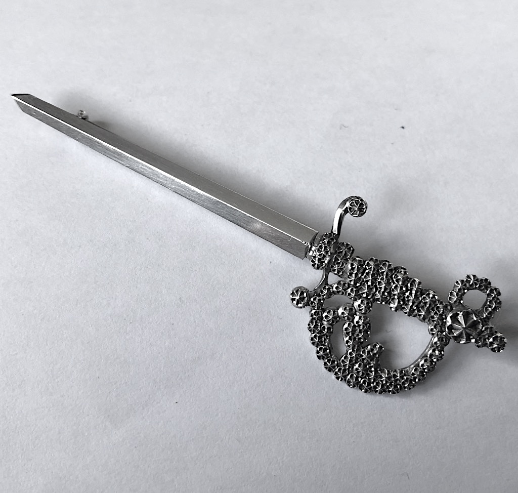 Charles Horner Silver Sword Brooch, Chester 1899