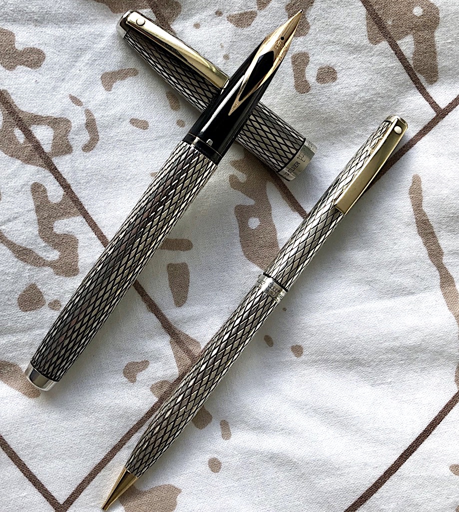 Sheaffer Imperial Silver Fountain Pen & Pencil c 1970