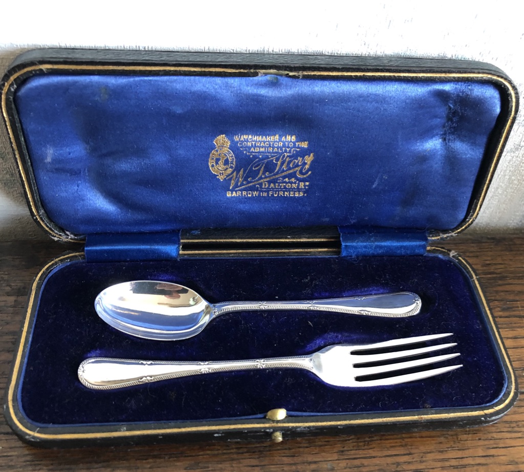 Silver Christening Fork & Spoon, Cooper Brothers 1905