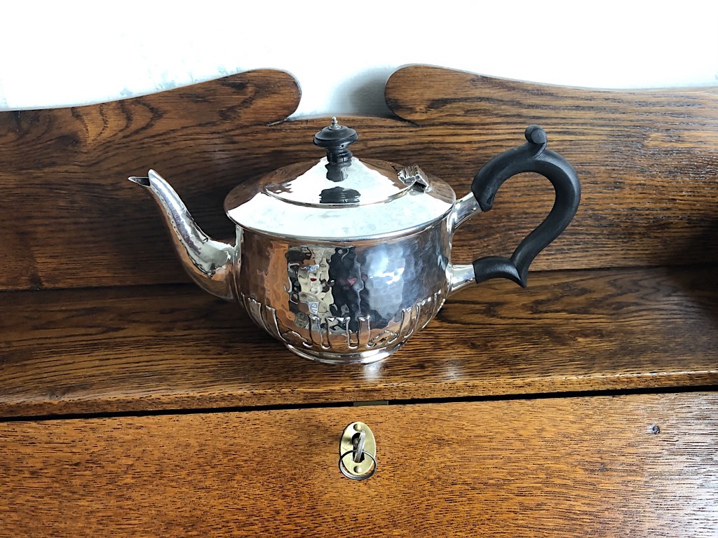 WW1 Period Arts and Crafts Charles Edwards Silver Teapot 1917