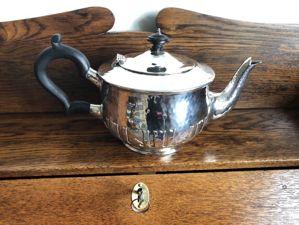 WW1 period Arts and Crafts Charles Edwards Silver Teapot 1917