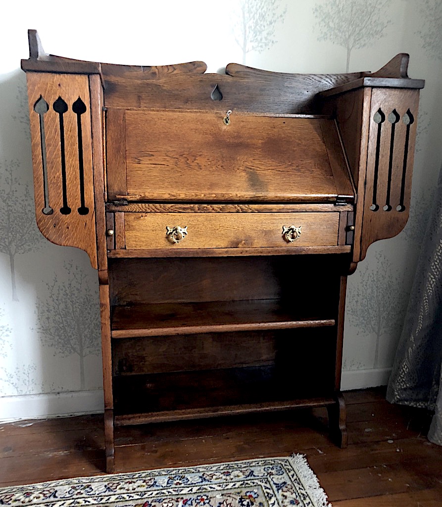 Glasgow School Arts and Crafts Oak Bookcase Bureau