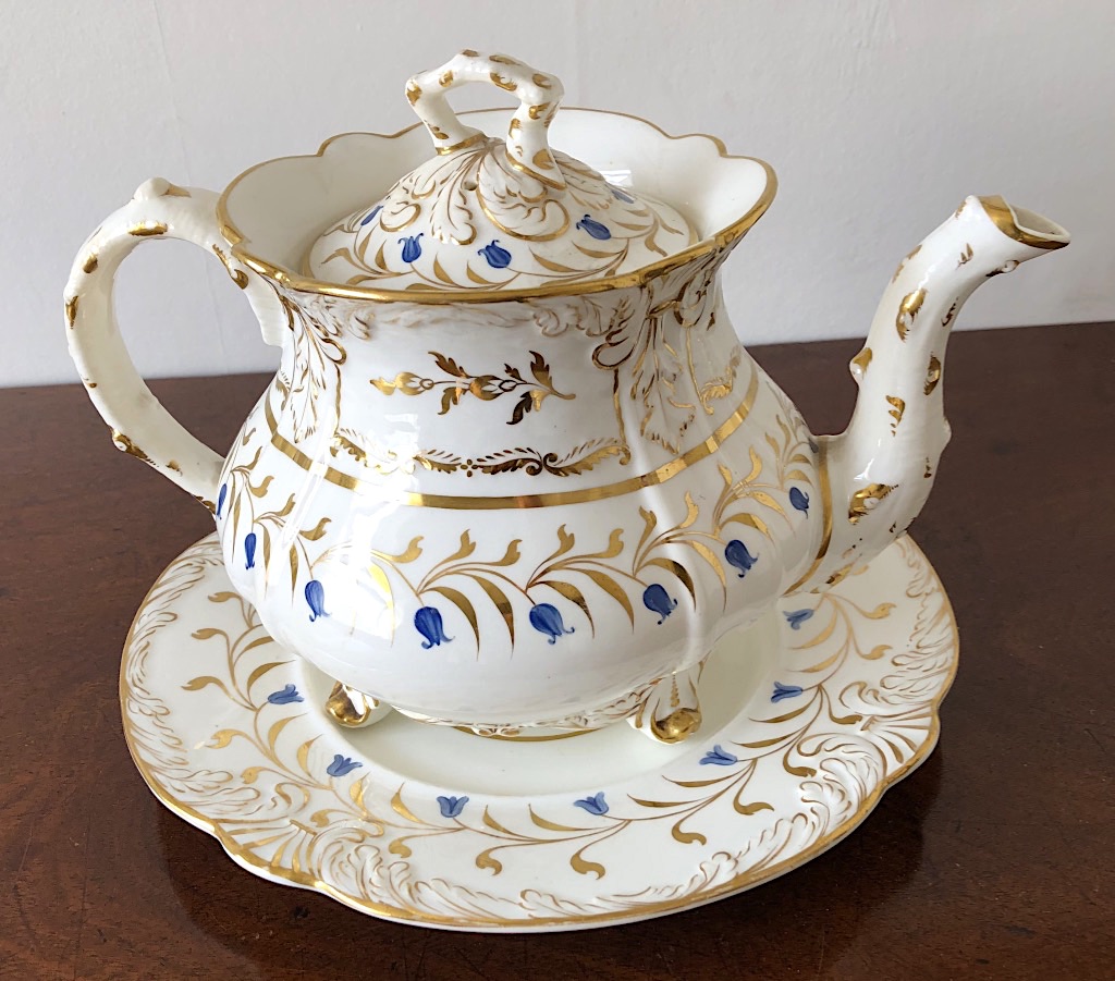 Rockingham Bluebell Pattern Teapot & Stand c1831