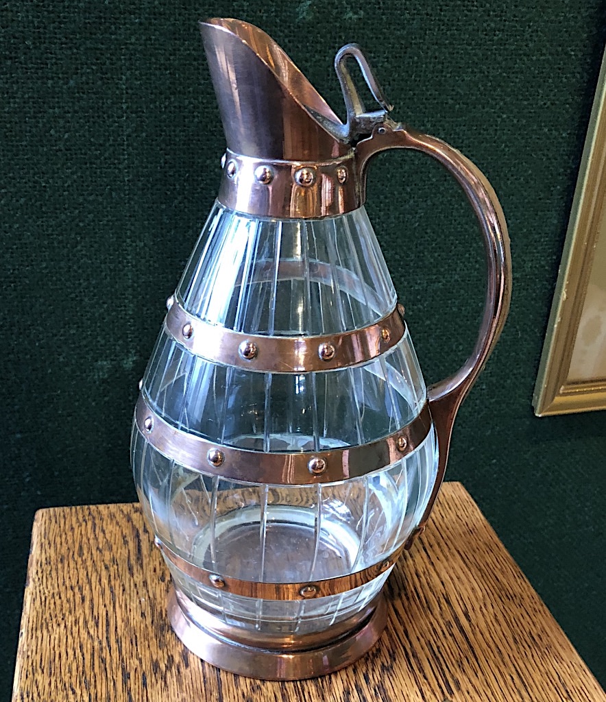 Unusual Copper and Glass Breton Claret Jug c1900