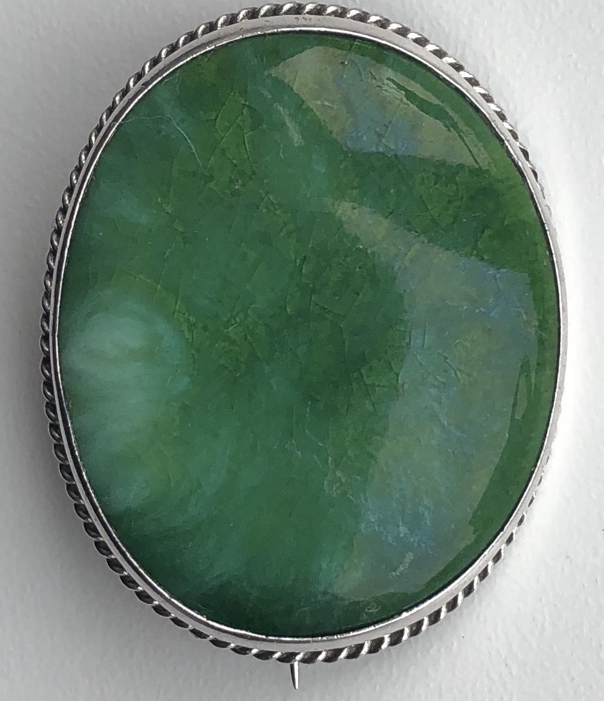 Charles Horner WW! period Green Silver Ruskin Brooch, 1918