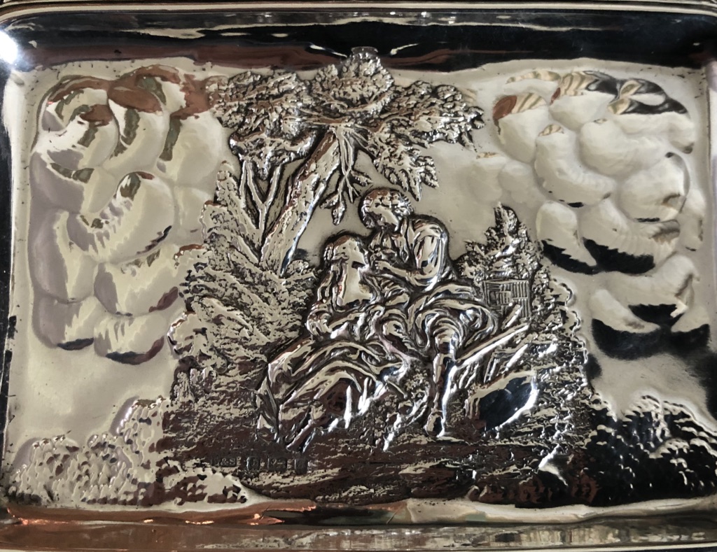 Levi and Salaman Green Man Silver Card Tray c1900